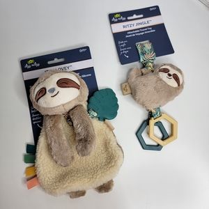 Itzy Ritzy Sloth Baby Toy Set , Itzy Lovey™ Sloth Plush , Ritzy Jingle™ Sloth